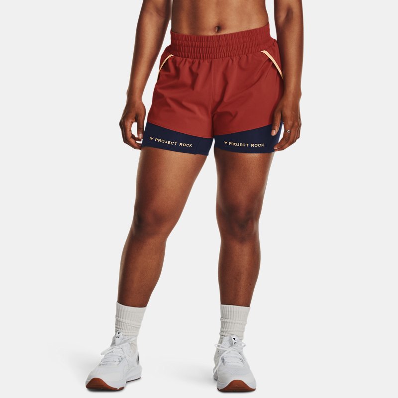 Under Armour Women's Project Rock Flex Woven Leg Day Shorts Heritage Red / Mesa Yellow / Black XS